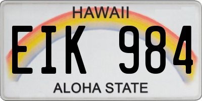 HI license plate EIK984