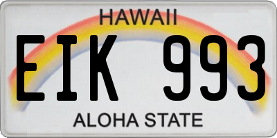 HI license plate EIK993