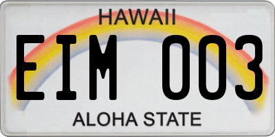 HI license plate EIM003