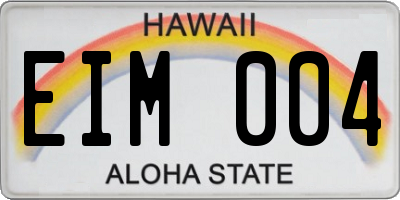 HI license plate EIM004