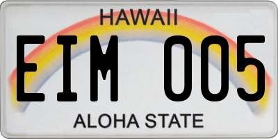 HI license plate EIM005