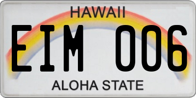 HI license plate EIM006
