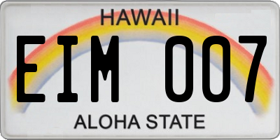 HI license plate EIM007
