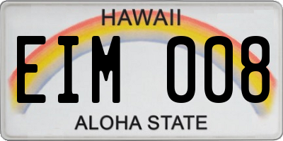 HI license plate EIM008