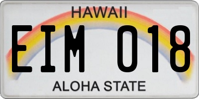 HI license plate EIM018