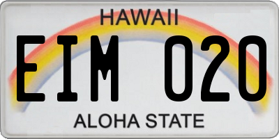 HI license plate EIM020