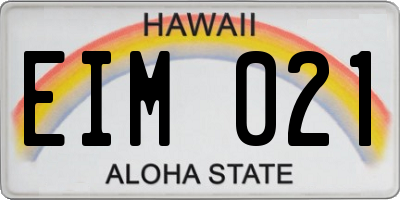 HI license plate EIM021