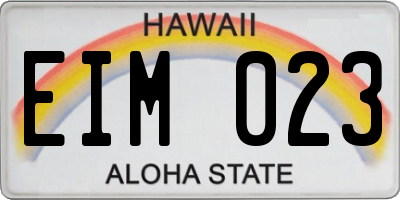 HI license plate EIM023