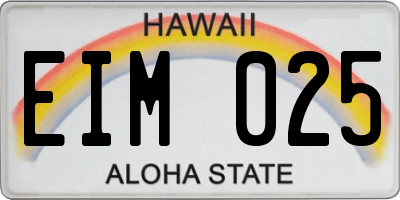 HI license plate EIM025