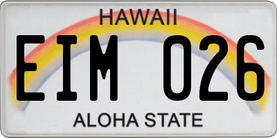 HI license plate EIM026