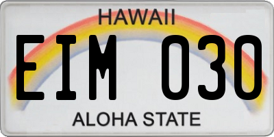 HI license plate EIM030