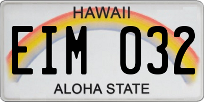 HI license plate EIM032