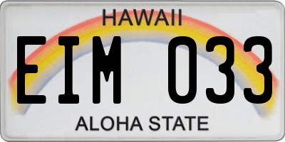 HI license plate EIM033