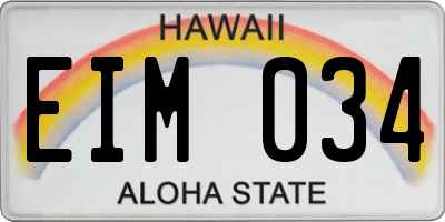 HI license plate EIM034