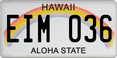HI license plate EIM036