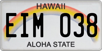 HI license plate EIM038