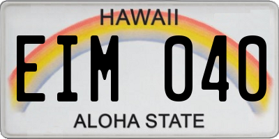 HI license plate EIM040