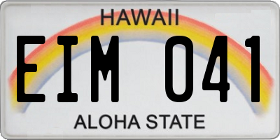 HI license plate EIM041
