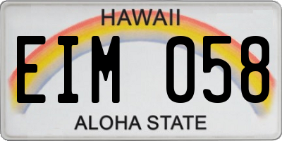 HI license plate EIM058