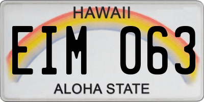 HI license plate EIM063