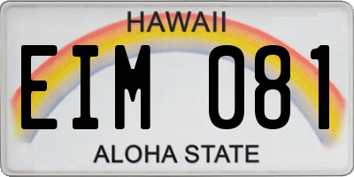 HI license plate EIM081