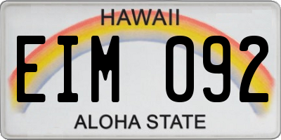 HI license plate EIM092