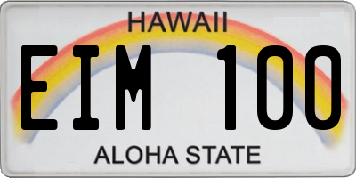 HI license plate EIM100