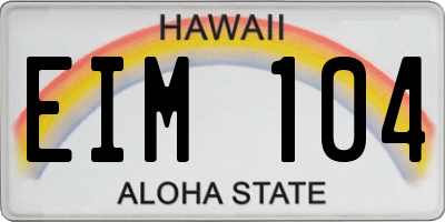 HI license plate EIM104