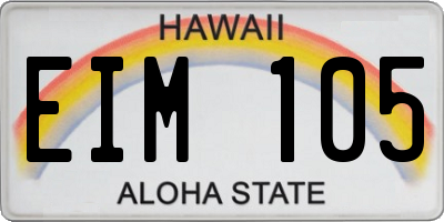 HI license plate EIM105