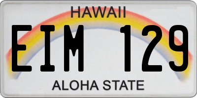 HI license plate EIM129