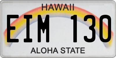 HI license plate EIM130
