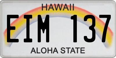 HI license plate EIM137