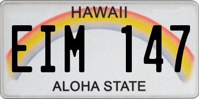 HI license plate EIM147