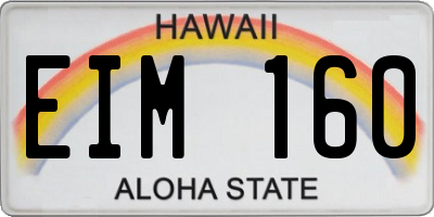 HI license plate EIM160