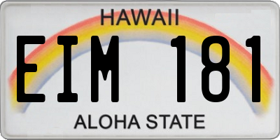 HI license plate EIM181