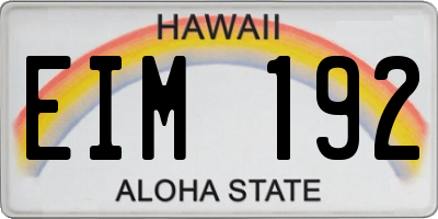 HI license plate EIM192