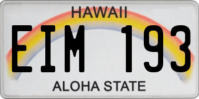 HI license plate EIM193