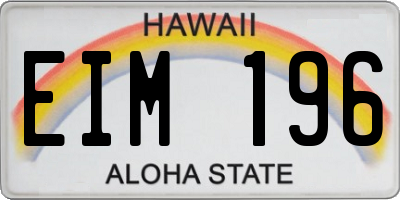 HI license plate EIM196