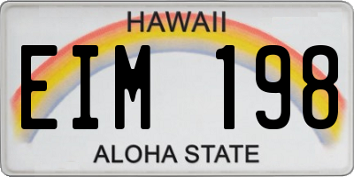 HI license plate EIM198