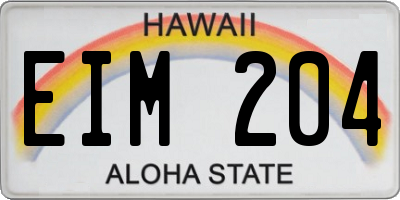 HI license plate EIM204