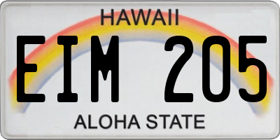 HI license plate EIM205