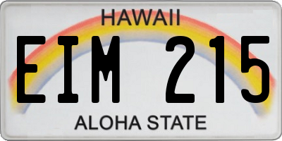 HI license plate EIM215