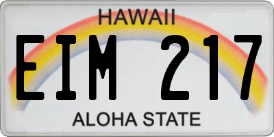 HI license plate EIM217