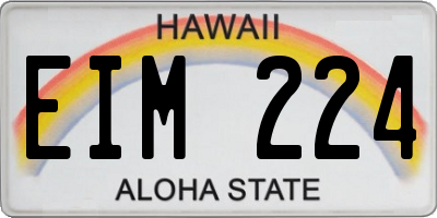 HI license plate EIM224