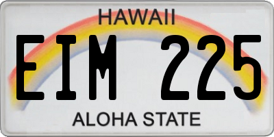 HI license plate EIM225