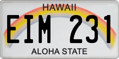 HI license plate EIM231
