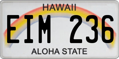 HI license plate EIM236