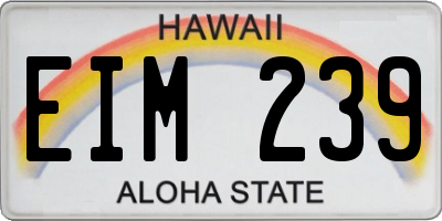 HI license plate EIM239