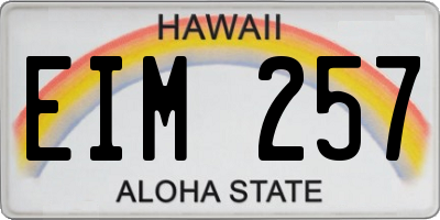 HI license plate EIM257