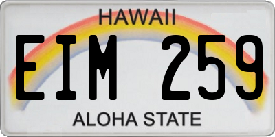 HI license plate EIM259